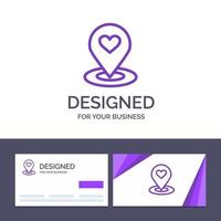 Creative Business Card and Logo template Location Map Location Finder Pin Heart Vector Illustration