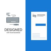 Key Keyboard Hardware Repair Grey Logo Design and Business Card Template vector