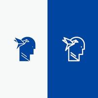 Imagination Form Imagination Head Brian Line and Glyph Solid icon Blue banner Line and Glyph Solid icon Blue banner vector