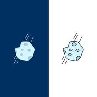 Asteroid astronomy meteor space comet Flat Color Icon Vector