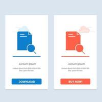 Search Research File Document  Blue and Red Download and Buy Now web Widget Card Template vector