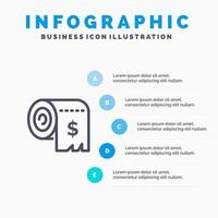 presupuesto consumo costos gastos financiar línea icono con 5 pasos presentación infografía fondo vector