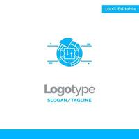 Pie Chart Report Percentage Blue Solid Logo Template Place for Tagline vector