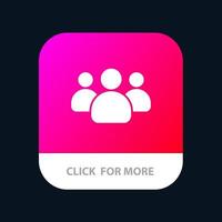 Friends Group Users Team Mobile App Button Android and IOS Glyph Version vector