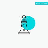 Lighthouse House Light Beach Ocean turquoise highlight circle point Vector icon