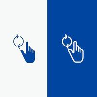 Finger Hand Refresh Gesture Line and Glyph Solid icon Blue banner Line and Glyph Solid icon Blue banner vector
