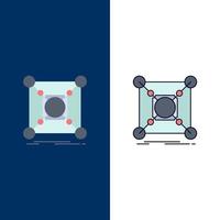 Base center connection data hub Flat Color Icon Vector