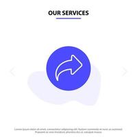 Our Services Basic Arrow Right Ui Solid Glyph Icon Web card Template vector