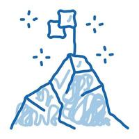 conquering top of mountain doodle icon hand drawn illustration vector