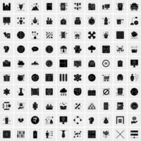 Set of 100 Universal Solid Icons vector