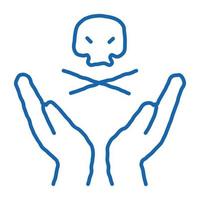 Hands Hold Skull doodle icon hand drawn illustration vector