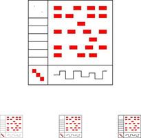 la computadora de audio de la aplicación ableton dibuja un conjunto de iconos de línea negra delgada y audaz vector