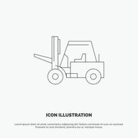 Lifter Lifting Truck Transport Line Icon Vector