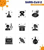 9 Solid Glyph Black coronavirus epidemic icon pack suck as temprature virus ribbon fever view viral coronavirus 2019nov disease Vector Design Elements