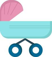 trolly bebé niños empujar cochecito color plano icono vector