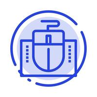 Mouse Computer Hardware Education Blue Dotted Line Line Icon vector