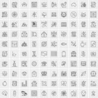 conjunto de 100 iconos de línea de negocios creativos vector