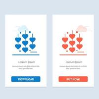 corazón cadena de amor azul y rojo descargar y comprar ahora plantilla de tarjeta de widget web vector