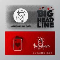 Valentines Day Big Banner Template Red Background vector