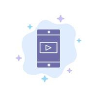 Application Mobile Mobile Application Video Blue Icon on Abstract Cloud Background vector