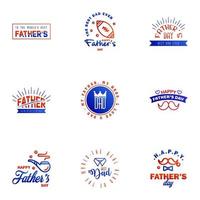 Happy Fathers Day Appreciation Vector Text Banner 9 Blue and red Background for Posters Flyers Marketing Greeting Cards Editable Vector Design Elements