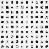 Set of 100 Universal Solid Icons vector