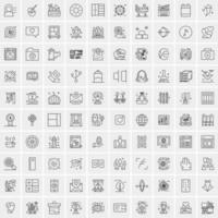 conjunto de 100 iconos de línea de negocios creativos vector