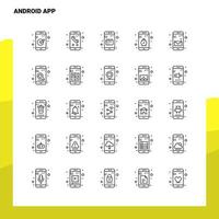 conjunto de iconos de línea de aplicaciones de Android conjunto de 25 iconos diseño de estilo minimalista vectorial conjunto de iconos negros paquete de pictogramas lineales vector