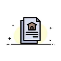 File Document House  Business Flat Line Filled Icon Vector Banner Template