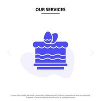 Our Services Crack Easter Eat Egg Solid Glyph Icon Web card Template vector