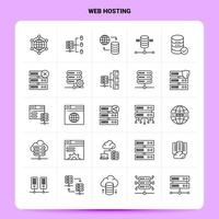 OutLine 25 Web Hosting Icon set Vector Line Style Design Black Icons Set Linear pictogram pack Web and Mobile Business ideas design Vector Illustration