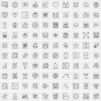 conjunto de 100 iconos de línea de negocios creativos vector