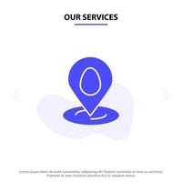 Our Services Location Pin Map Easter Solid Glyph Icon Web card Template vector