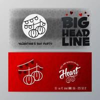 Valentines Day Big Banner Template Red Background vector