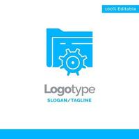 Folder Setting Gear Computing Blue Business Logo Template vector