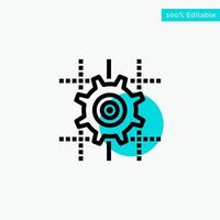 Setting Gear Computing Line turquoise highlight circle point Vector icon