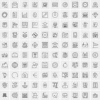 conjunto de 100 iconos de línea de negocios creativos vector