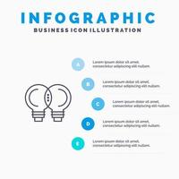 Idea Innovation Mechanic Thinking Line icon with 5 steps presentation infographics Background vector