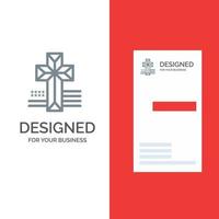 American Cross Church Grey Logo Design and Business Card Template vector