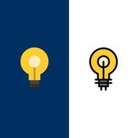 Bulb Glow Idea Insight Inspiriting  Icons Flat and Line Filled Icon Set Vector Blue Background