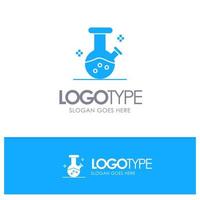 matraz de demostración poción de laboratorio logotipo sólido azul con lugar para el eslogan vector