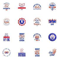 Happy fathers day 16 Blue and red vintage retro type font Illustrator eps10 Editable Vector Design Elements