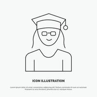 Cap Education Graduation Woman Line Icon Vector