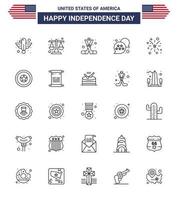 feliz día de la independencia paquete de iconos de 25 líneas para web e impresión burbuja de chat bandera de escala de estados unidos elementos de diseño de vector de día de estados unidos editables estadounidenses