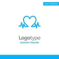 Heartbeat Love Heart Wedding Blue Solid Logo Template Place for Tagline vector