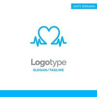 latido del corazón amor corazón boda azul sólido logotipo plantilla lugar para eslogan vector