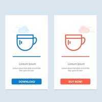 Cup Tea Coffee Basic  Blue and Red Download and Buy Now web Widget Card Template vector