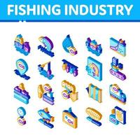 vector de conjunto de iconos de proceso de negocio de la industria pesquera