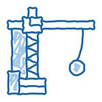 grúa de demolición doodle icono dibujado a mano ilustración vector