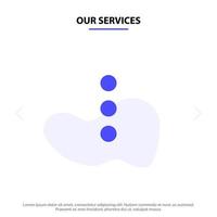 nuestra aplicación de servicios teléfono ui icono de glifo sólido plantilla de tarjeta web vector